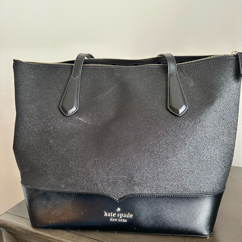 Kate Spade Black Glitter Tote Bag